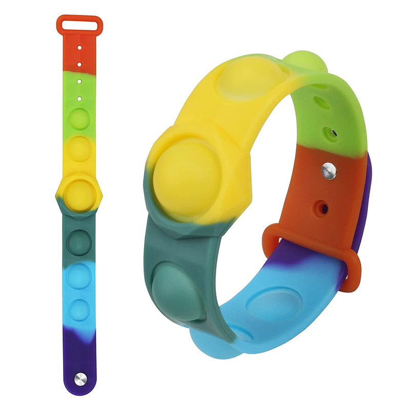 Enfants Silicone Pop Fidget Bracelet et Bracelet Jouets, Adultes Poussez Bubble Sensory Stress Soulomy Soulagement Toy cadeau