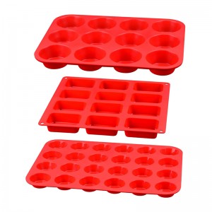 Moules de moules de muffins de silicone rectangulaire rondes, de cuisson de cuisson