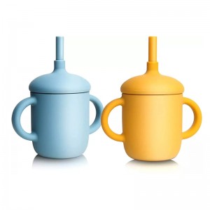 Vente en gros 100% Coupes pour bébés en silicone de qualité alimentaire, tasses d\'entraînement avec pailles pournourrissons